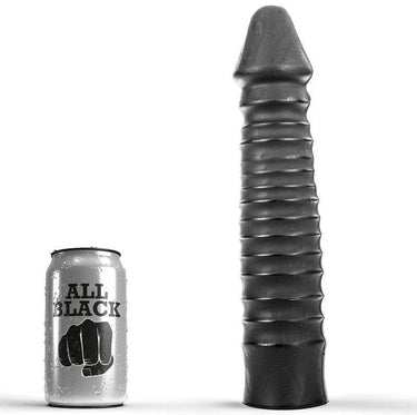 Dildo All Black Grande e Costolato in PVC, 26 x5 cm, Sicuro e Facile da Pulire